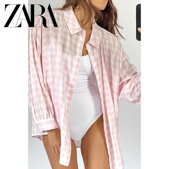 Zara Tops - Zara Plaid Oversized Shirt